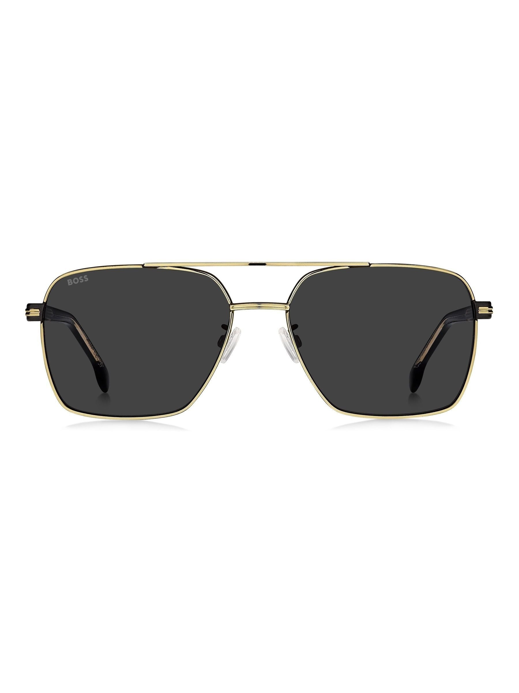 BOSS gold rectangular sunglasses double bridge, UK version