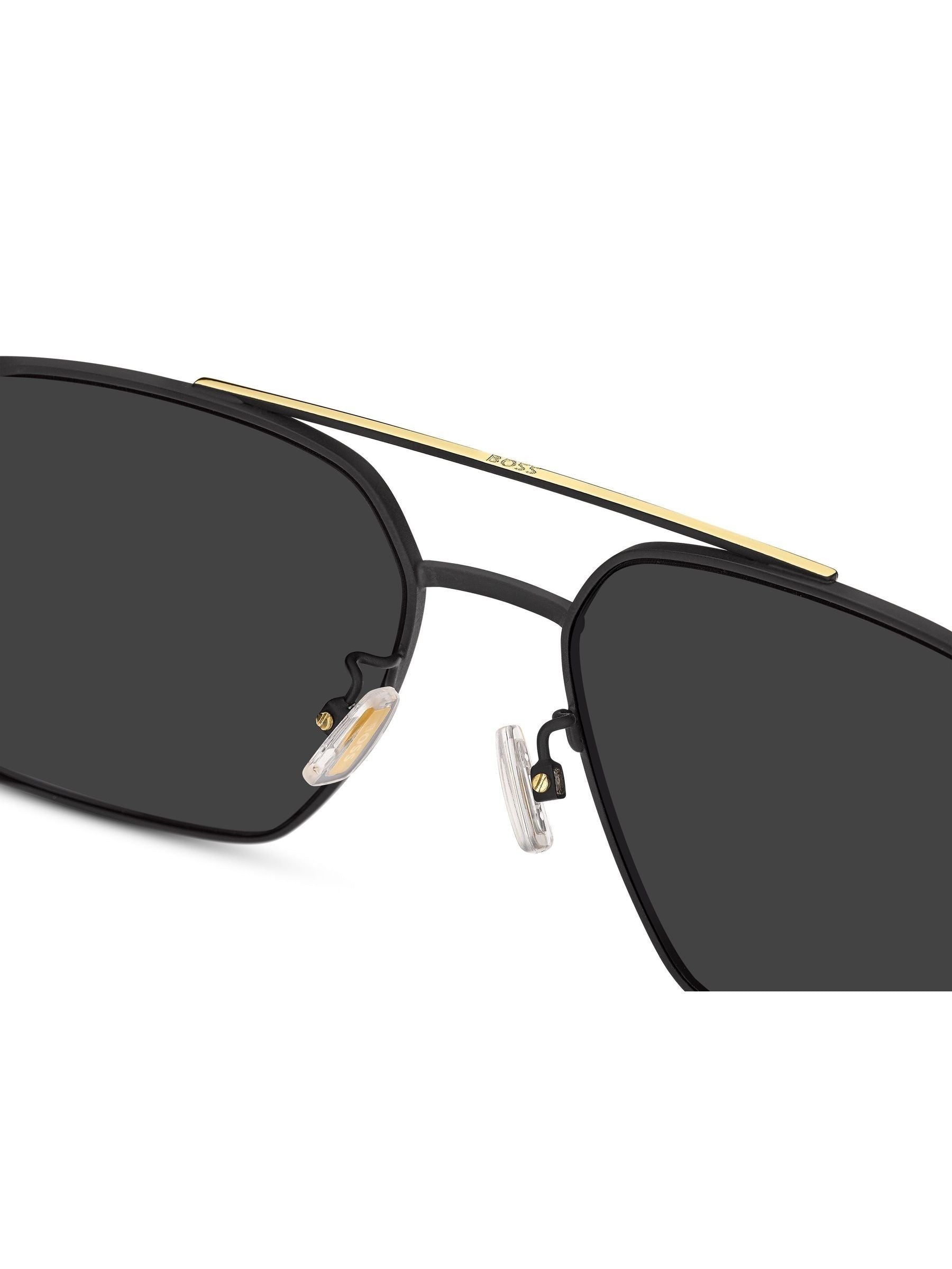 BOSS gold rectangular sunglasses double bridge, UK version