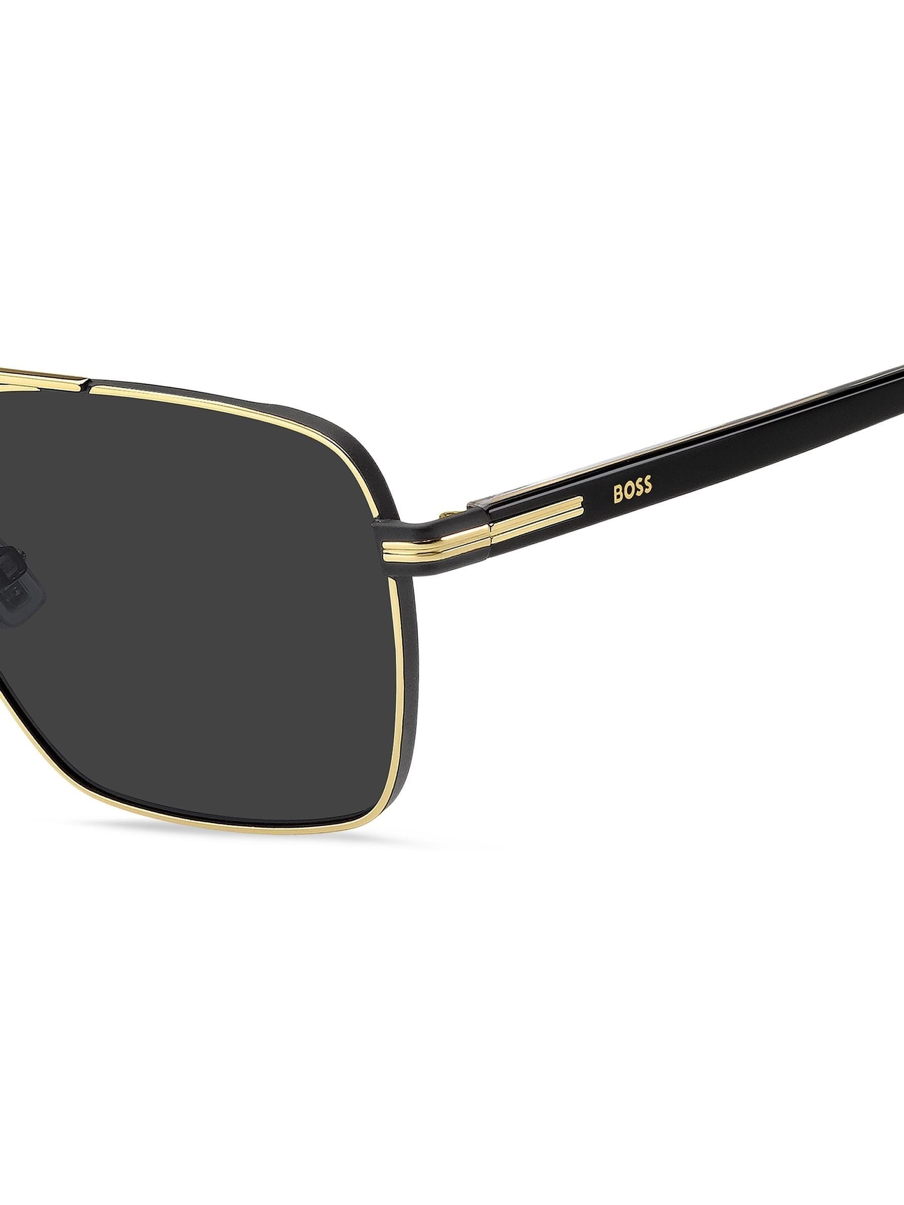 BOSS gold rectangular sunglasses double bridge, UK version