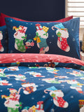 Catherine Lansfield Navy Christmas Elves Cotton Rich Duvet Cover Set