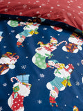 Catherine Lansfield Navy Christmas Elves duvet cover set - British product