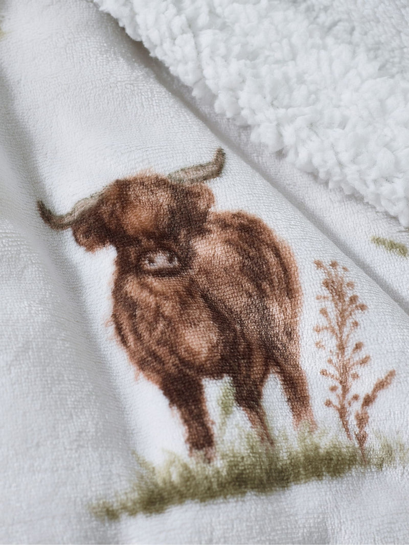 Catherine Lansfield Highland cow fleece throw blanket 130x170cm - British product