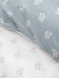 White Blue Esme Floral Print Reversible Duvet Cover Set - British product