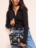 Friends Like These black faux leather padlock pocket bag, UK version