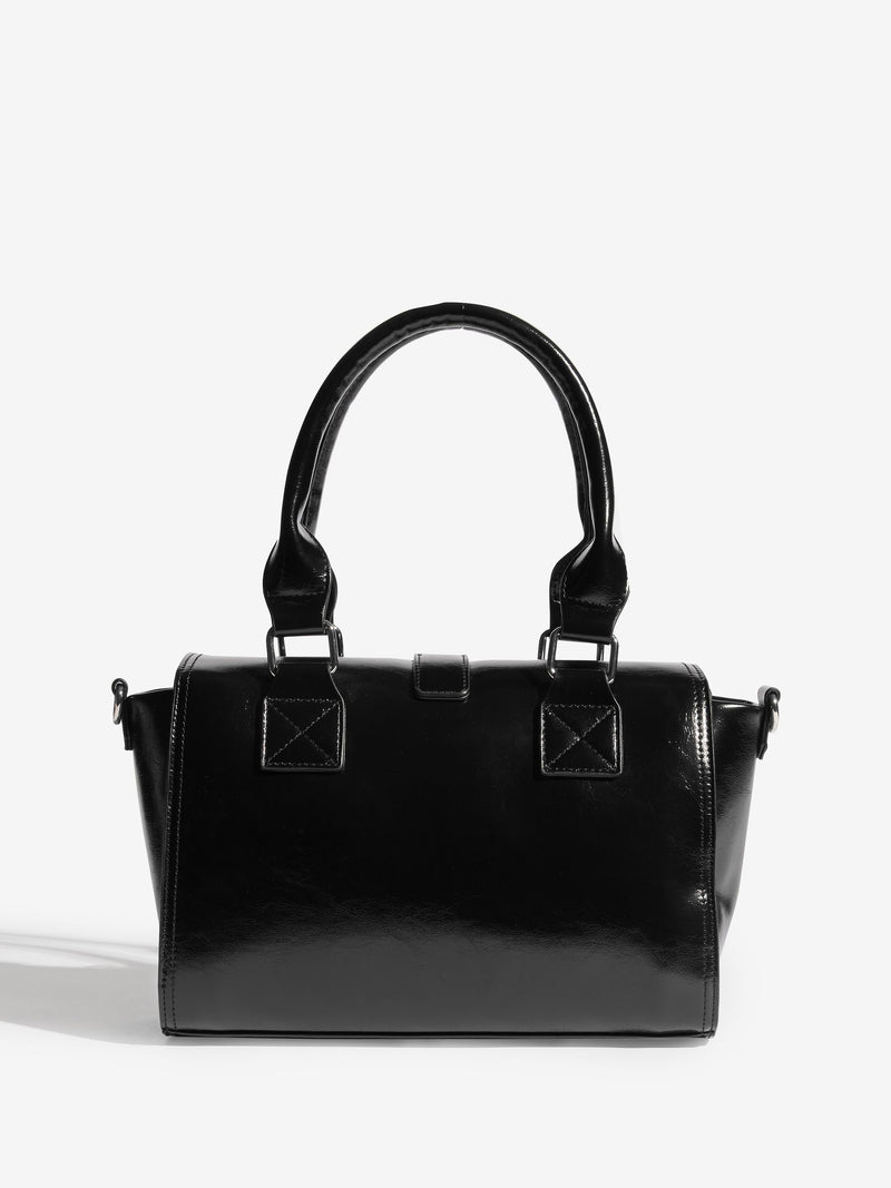 Friends Like These black faux leather padlock pocket bag, UK version