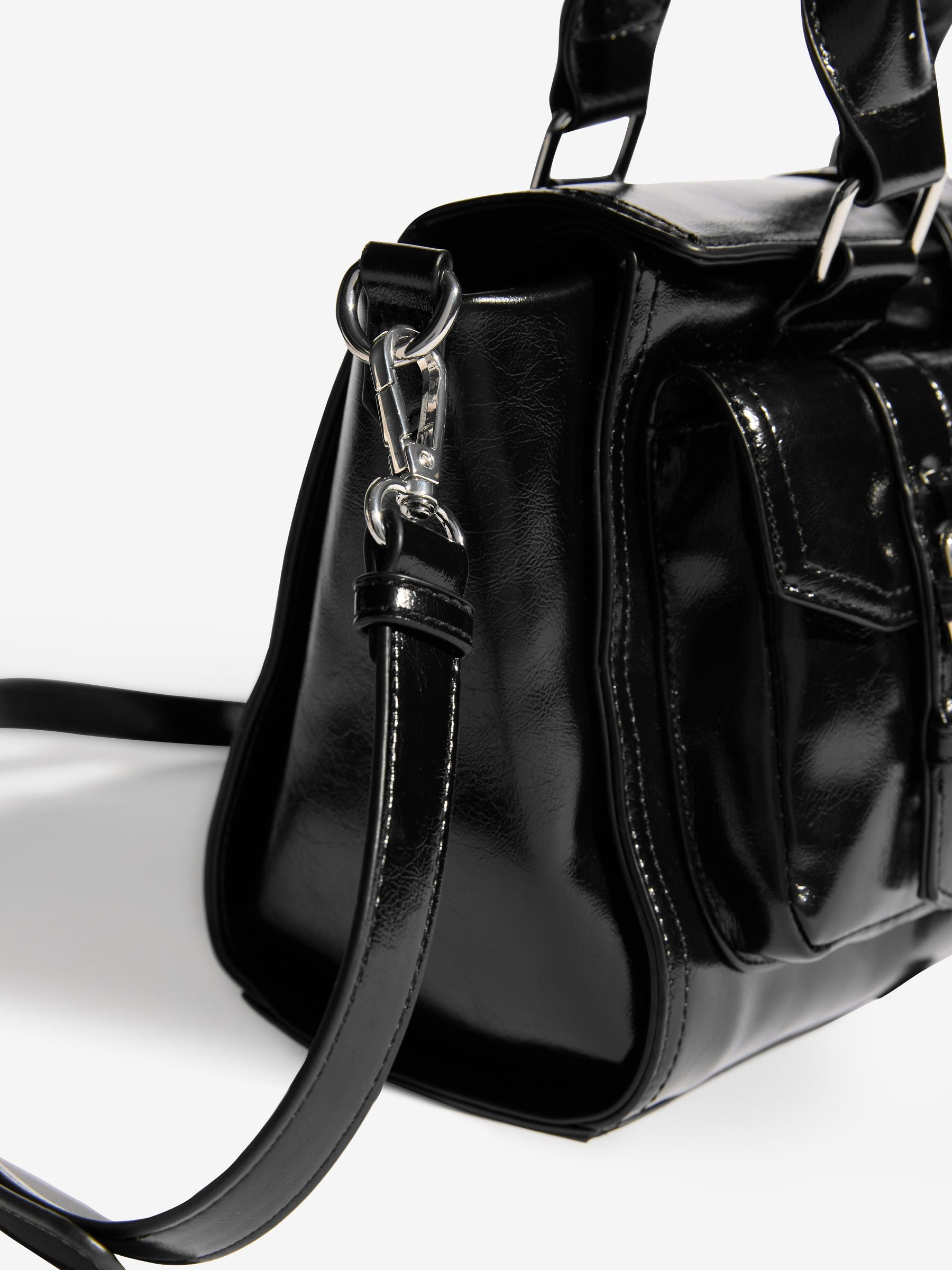 Friends Like These black faux leather padlock pocket bag, UK version