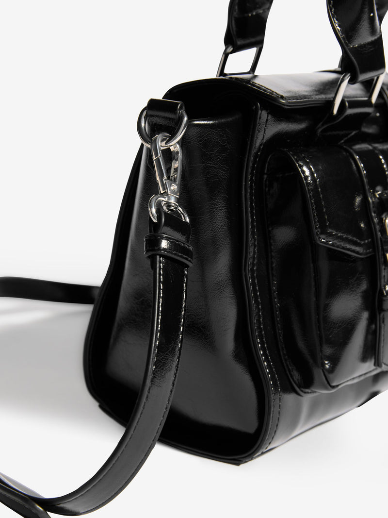 Friends Like These black faux leather padlock pocket bag, UK version