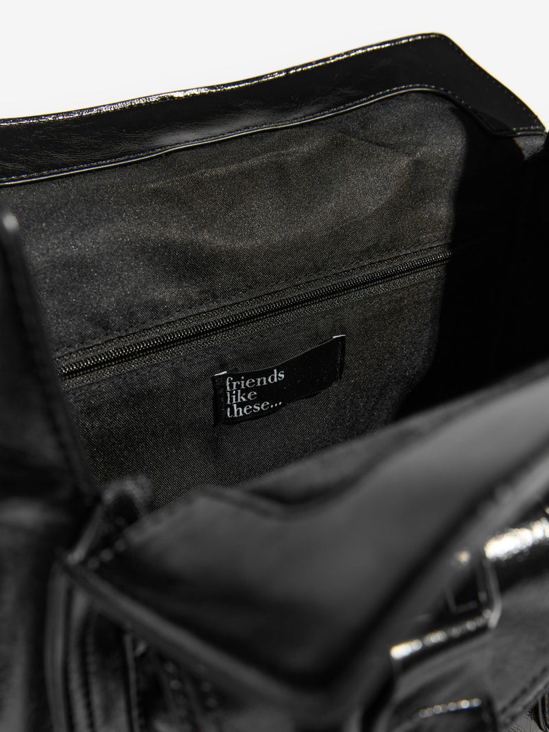 Friends Like These black faux leather padlock pocket bag, UK version