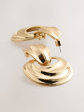 Gold-tone statement drop hoop earrings (British brand)