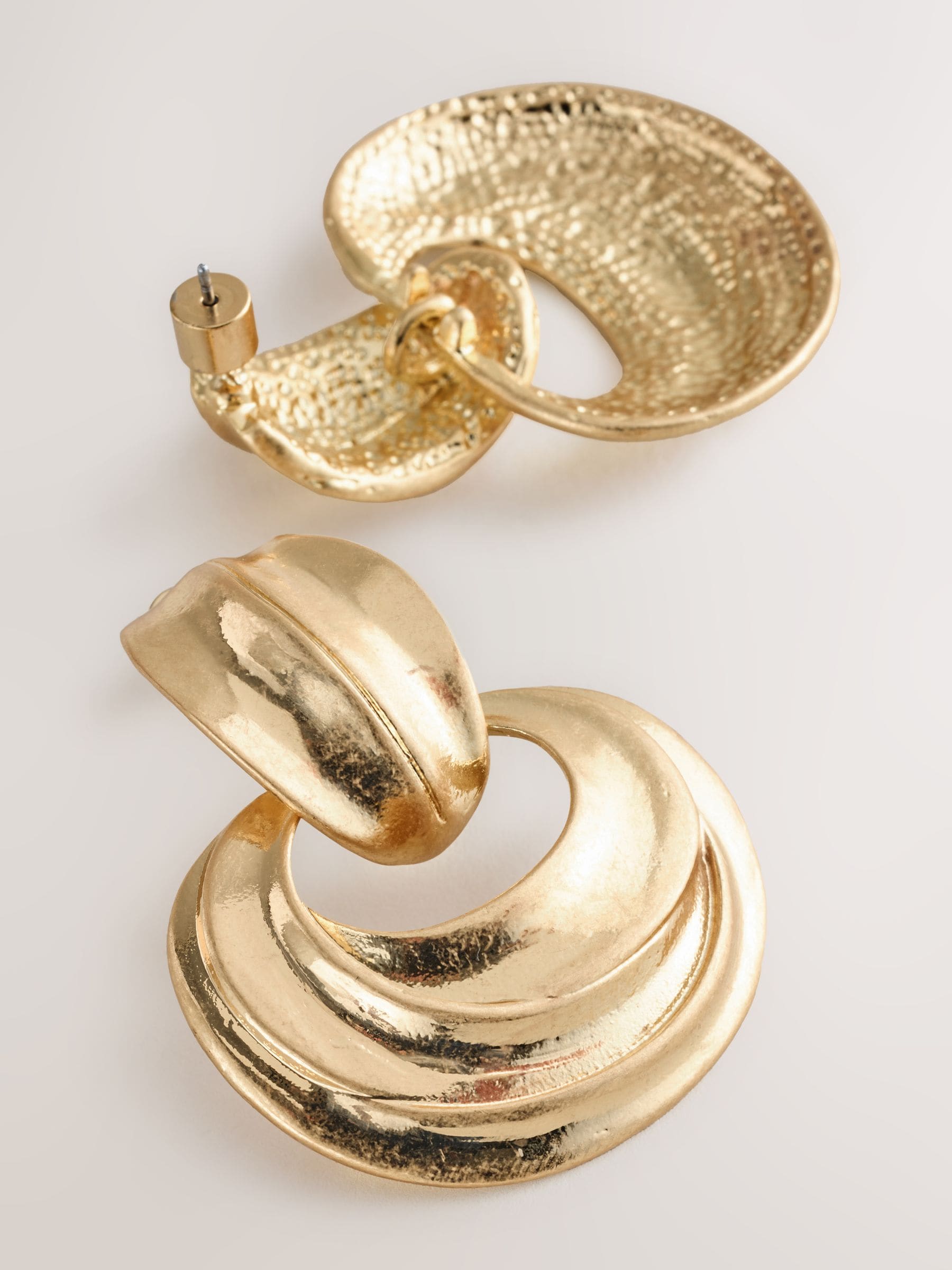 Gold-tone statement drop hoop earrings (British brand)