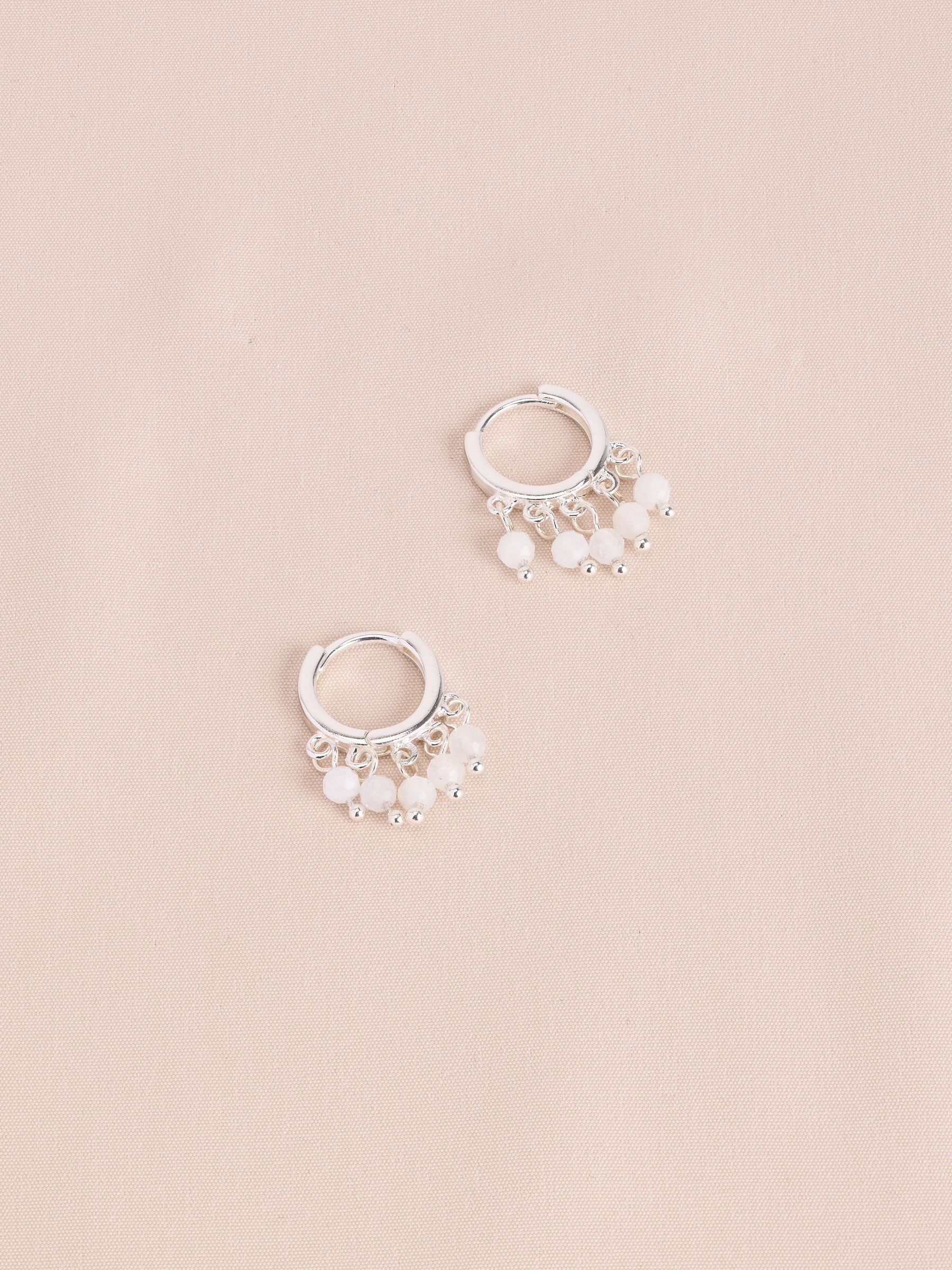 Gold tone semi-precious stone beaded hoop earrings multi-pack - British product