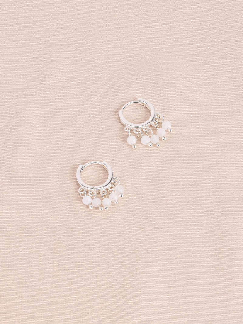 Gold tone semi-precious stone beaded hoop earrings multi-pack - British product