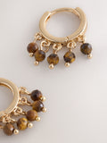 Gold tone semi-precious stone beaded hoop earrings multi-pack - British product