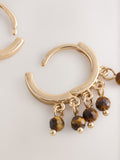 Gold tone semi-precious stone beaded hoop earrings multi-pack - British product