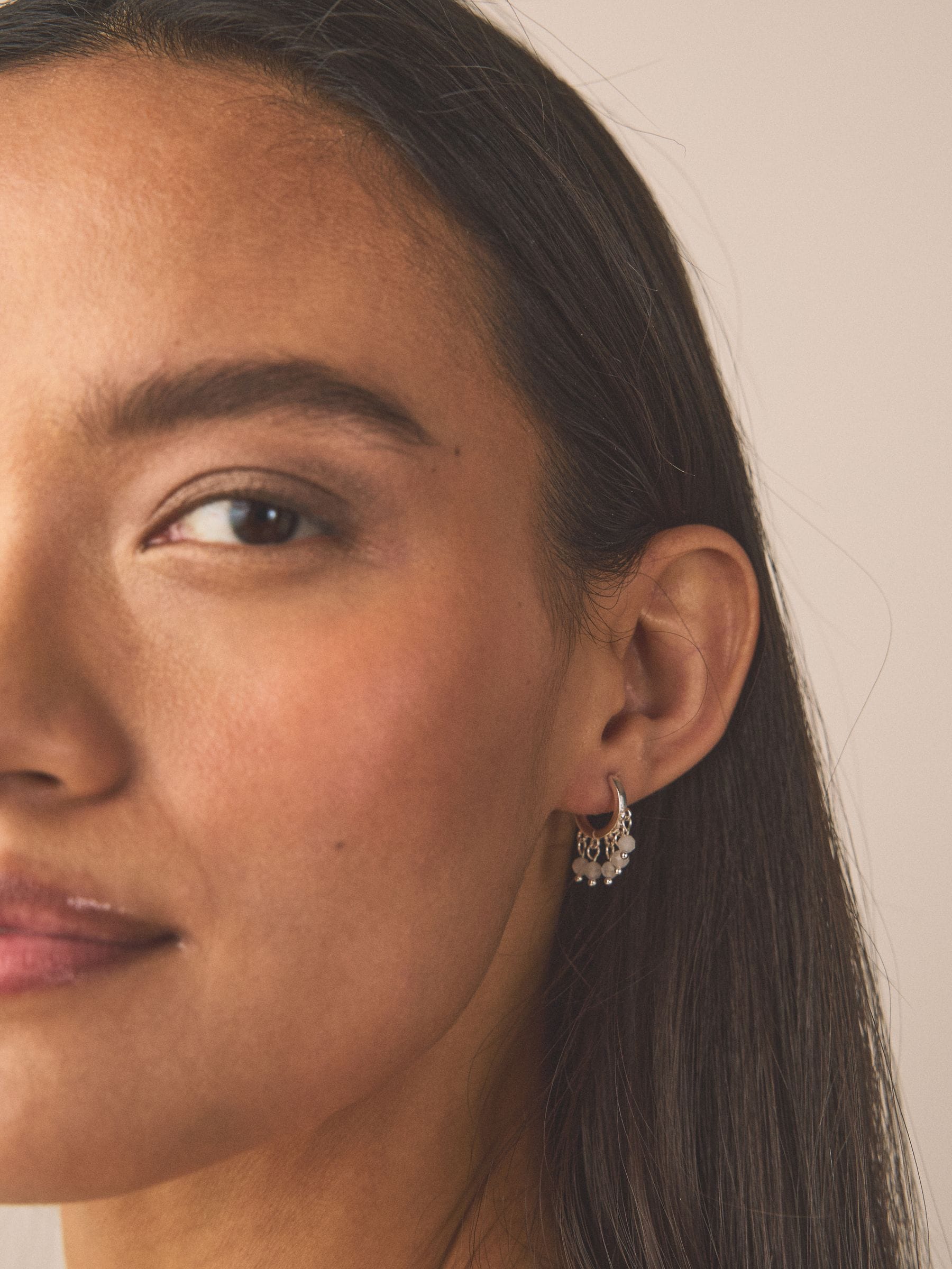 Gold tone semi-precious stone beaded hoop earrings multi-pack - British product