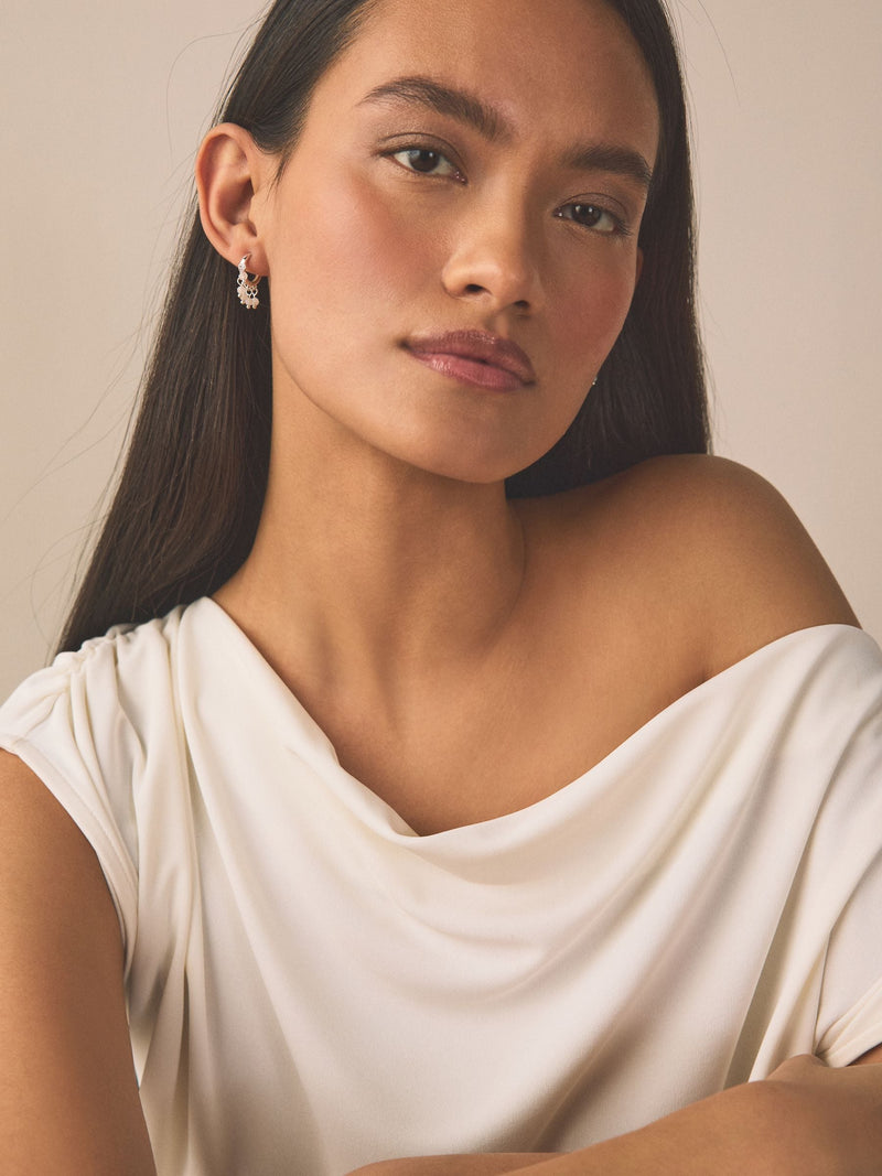 Gold tone semi-precious stone beaded hoop earrings multi-pack - British product