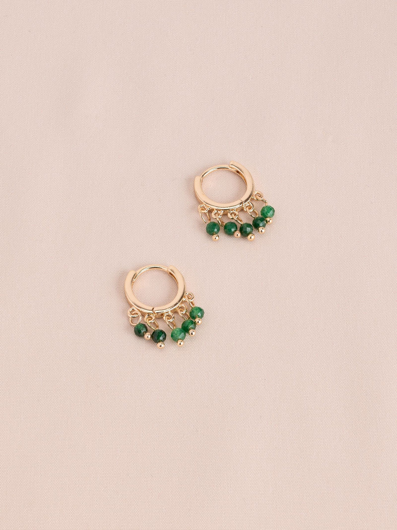 Gold tone semi-precious stone beaded hoop earrings multi-pack - British product