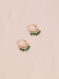 Gold tone semi-precious stone beaded hoop earrings multi-pack - British product