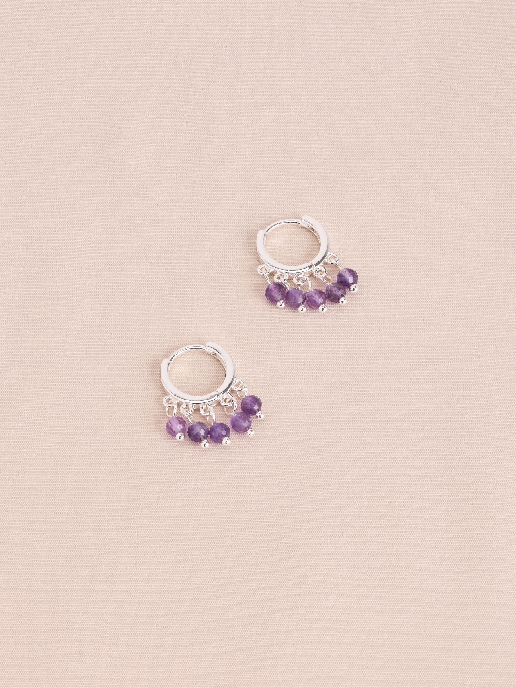 Gold tone semi-precious stone beaded hoop earrings multi-pack - British product