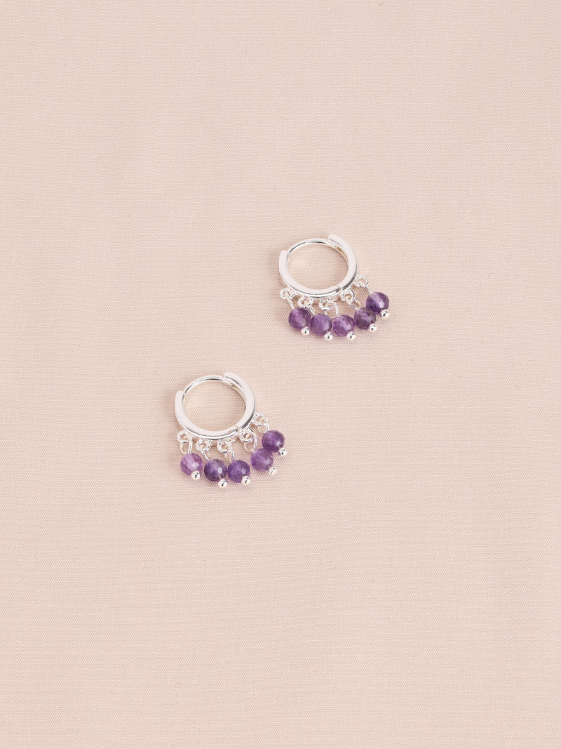 Gold tone semi-precious stone beaded hoop earrings multi-pack - British product