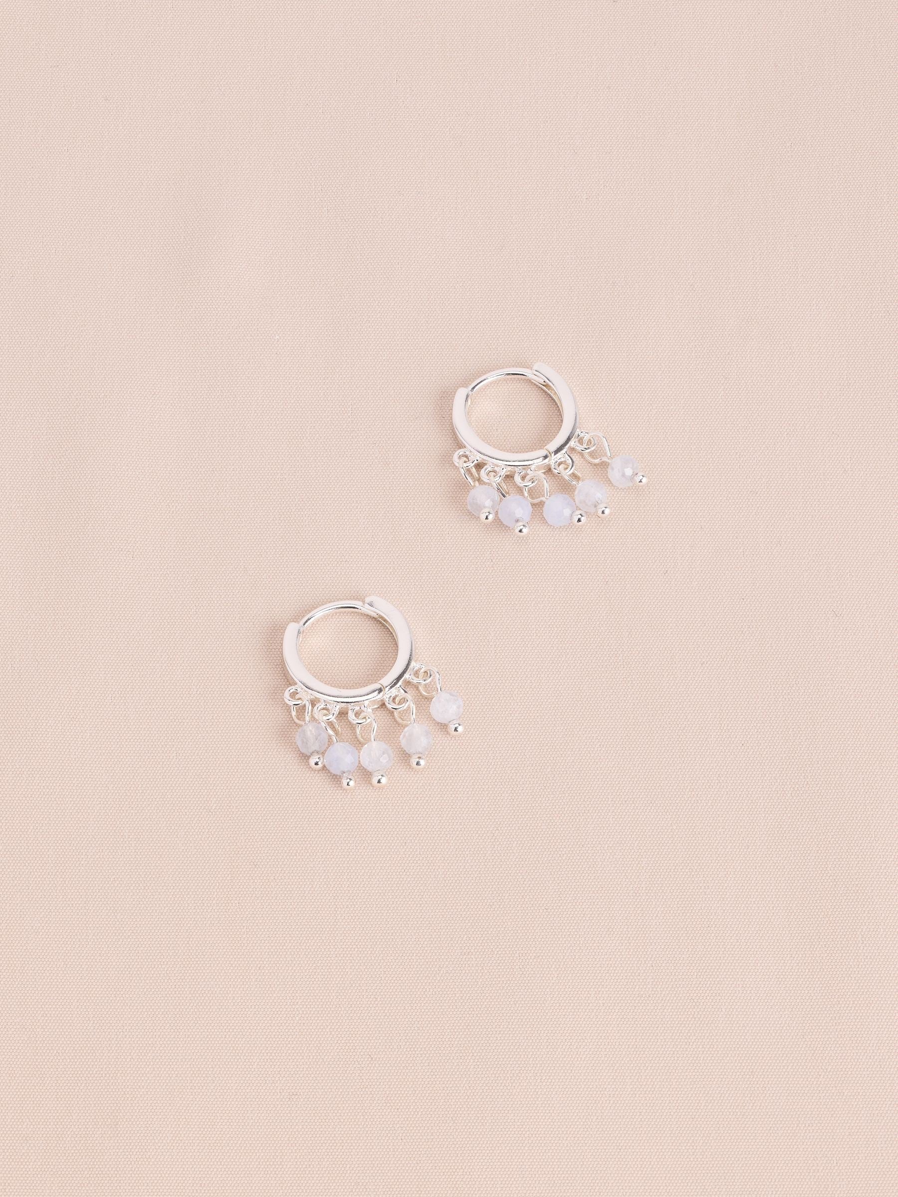 Gold tone semi-precious stone beaded hoop earrings multi-pack - British product