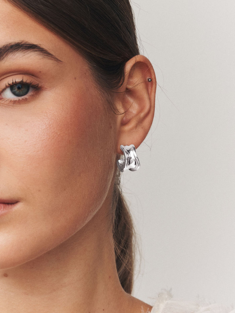 Gold Tone Wide Small Hoop Earrings