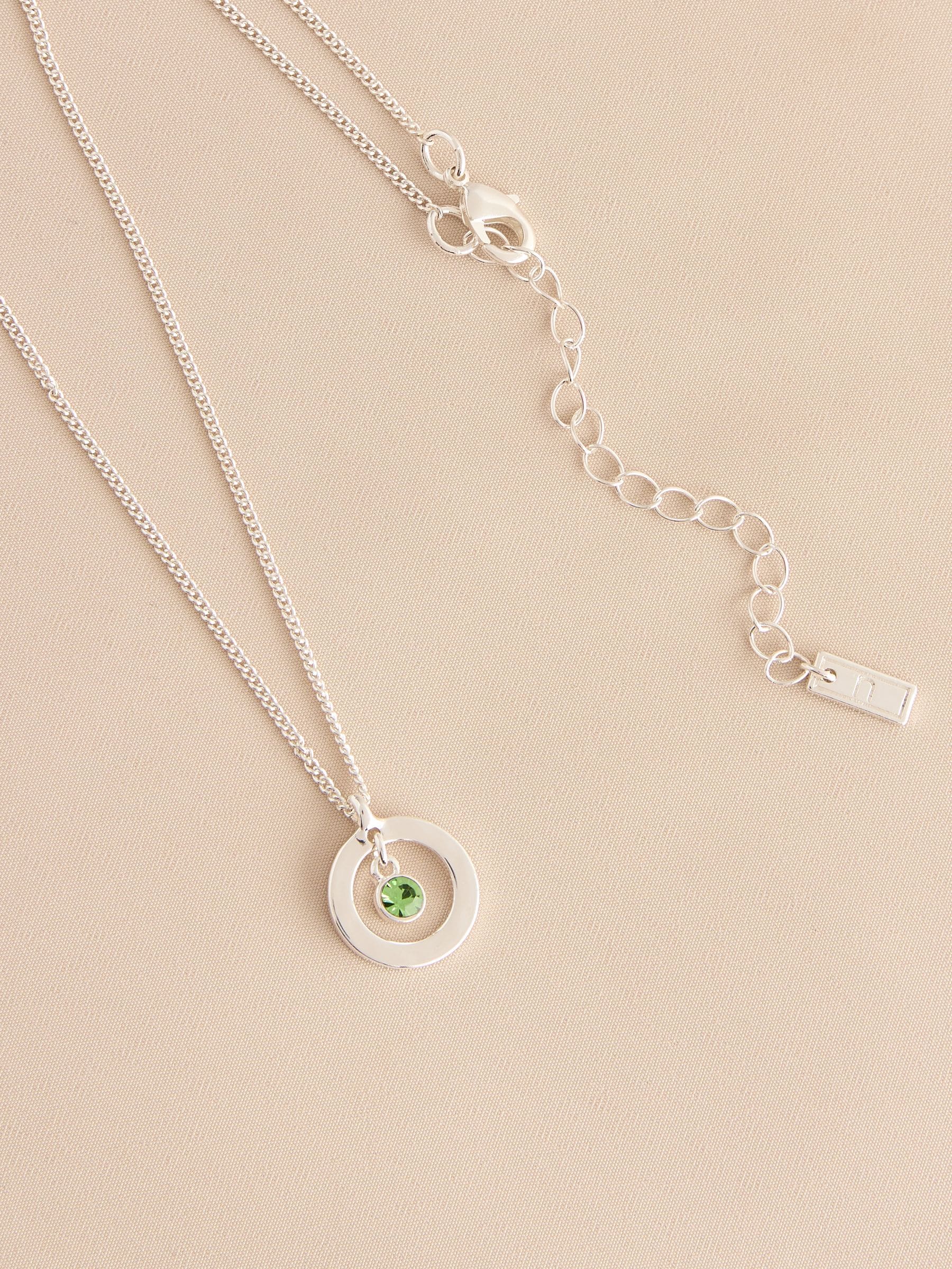 Silver-tone birthstone disc drop necklace (British brand)