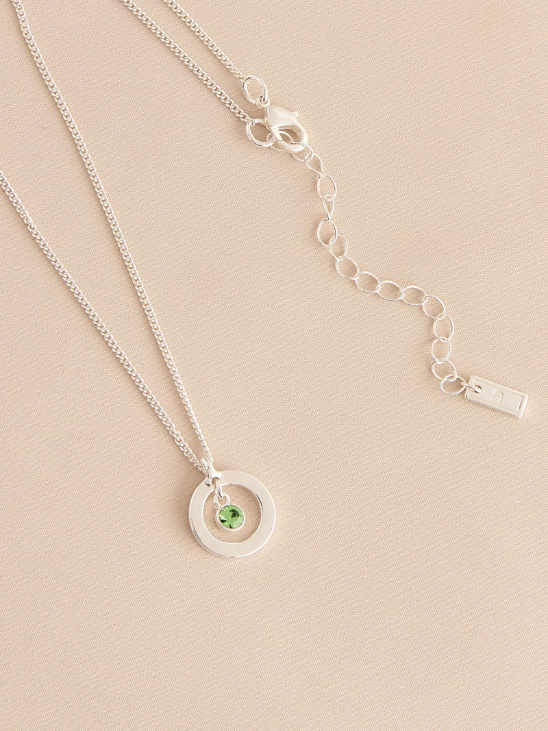 Silver-tone birthstone disc drop necklace (British brand)