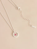 Silver-tone birthstone disc drop necklace (British brand)