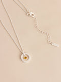 Silver-tone birthstone disc drop necklace (British brand)