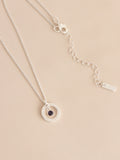 Silver-tone birthstone disc drop necklace (British brand)