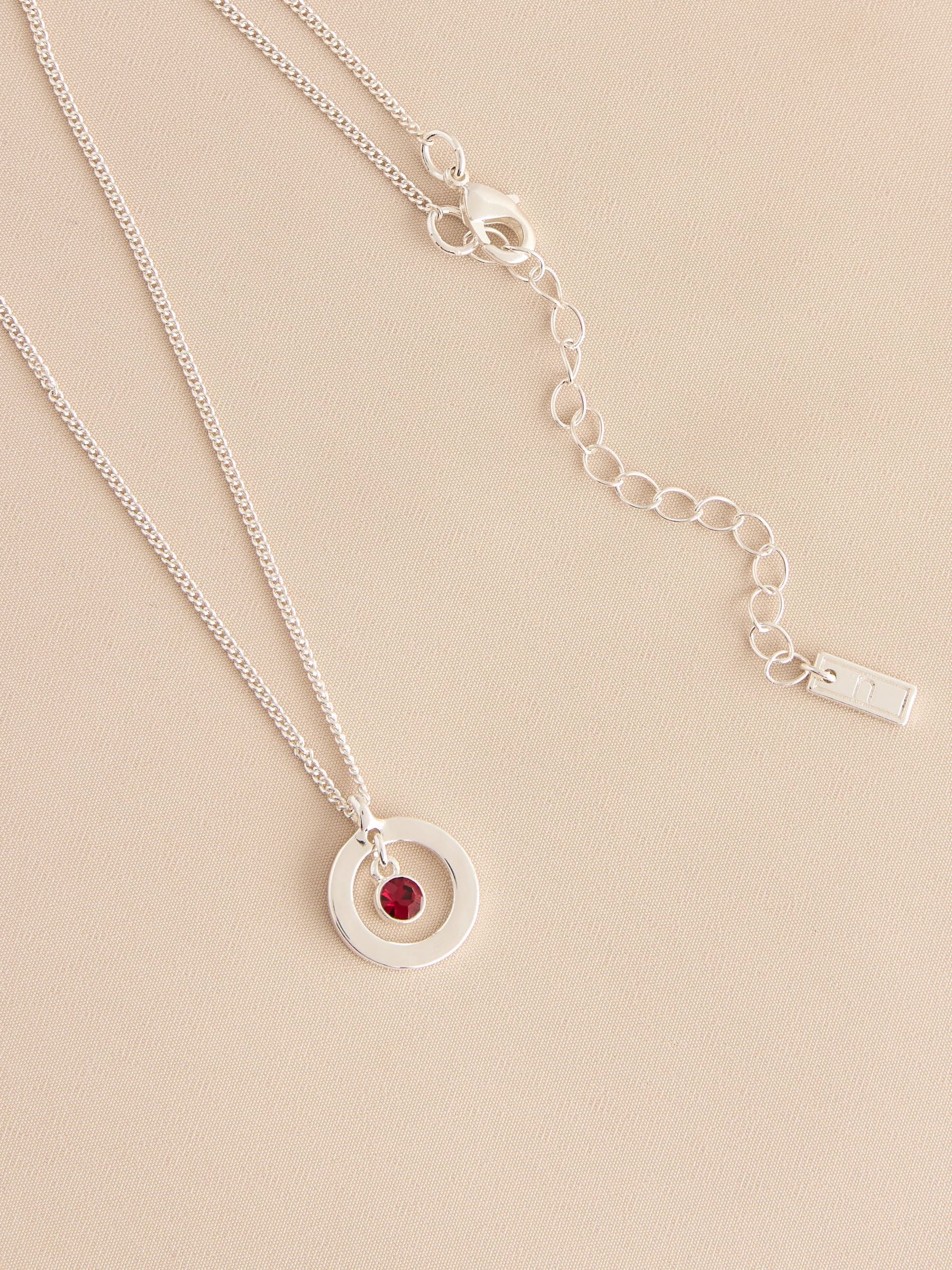 Silver-tone birthstone disc drop necklace (British brand)