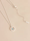Silver-tone birthstone disc drop necklace (British brand)