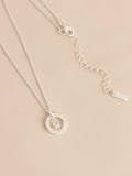 Silver-tone birthstone disc drop necklace (British brand)