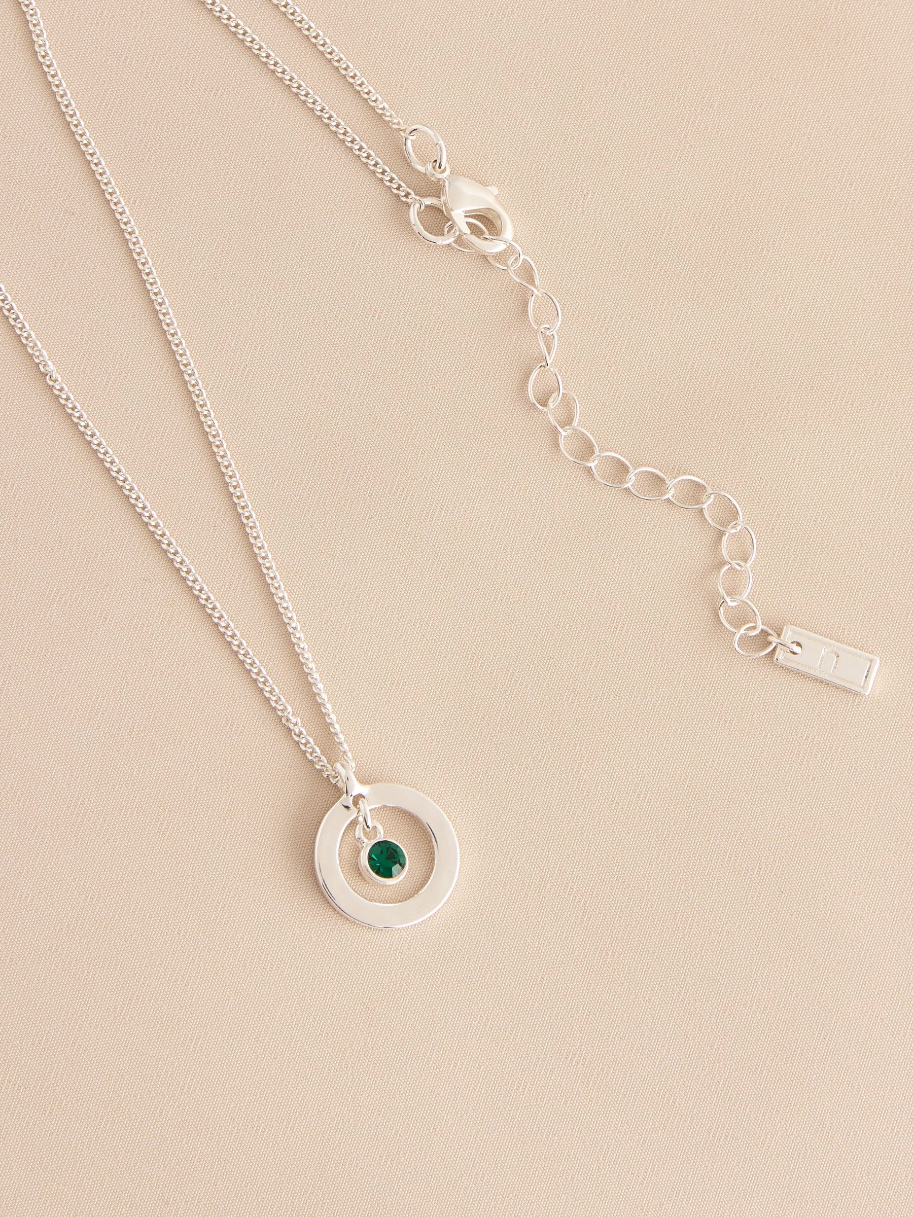 Silver-tone birthstone disc drop necklace (British brand)
