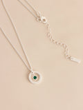 Silver-tone birthstone disc drop necklace (British brand)