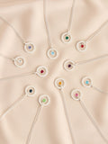 Silver-tone birthstone disc drop necklace (British brand)