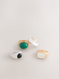 Mixed metal chunky rings with resin accents 4 pack, UK version