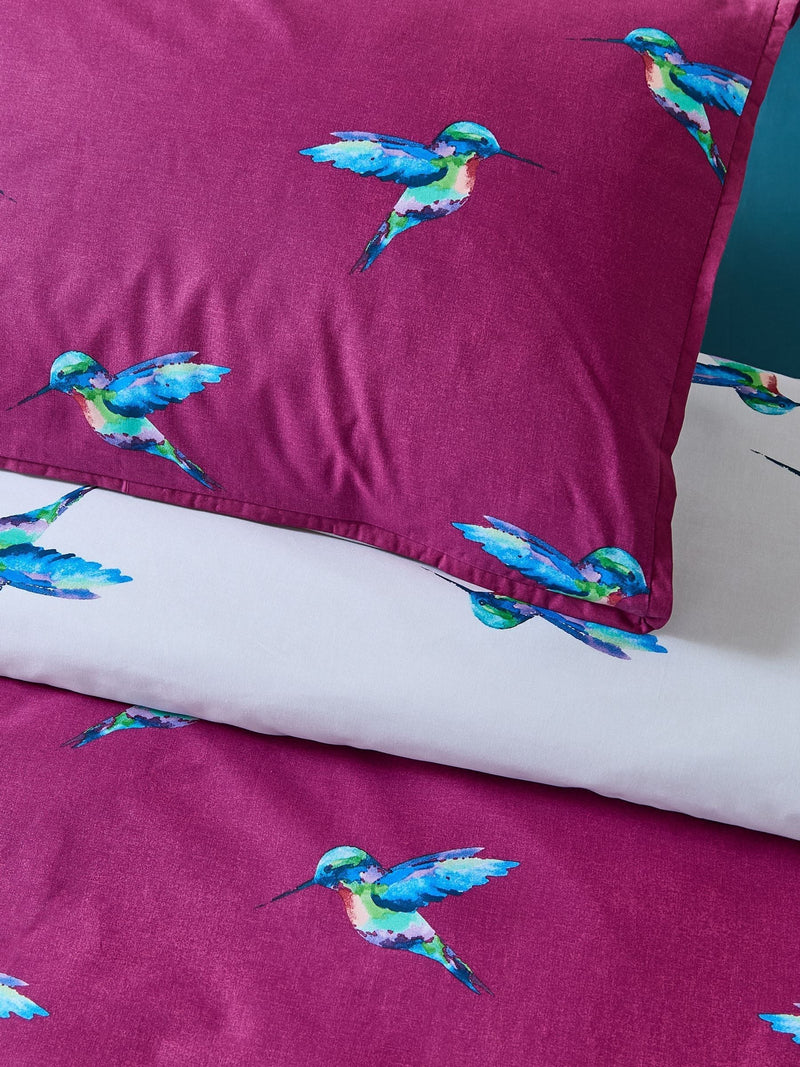 Their Nibs plum hummingbird duvet cover set (British brand)