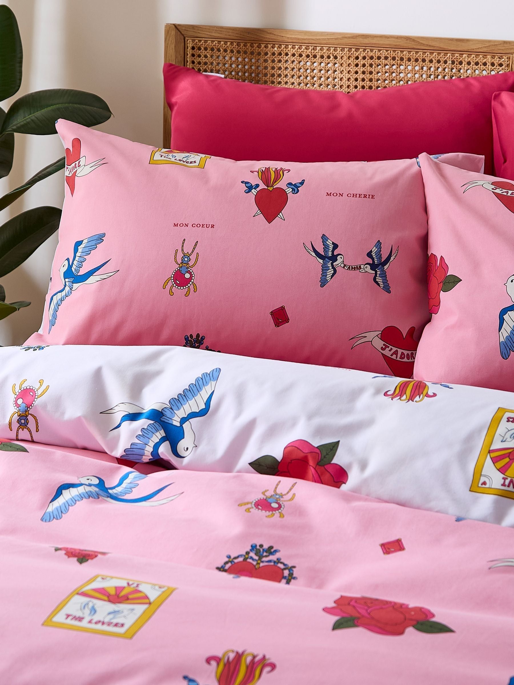 Their Nibs Pink Mon Coeur duvet cover set (British brand)