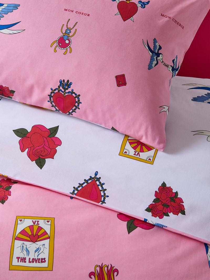 Their Nibs Pink Mon Coeur duvet cover set (British brand)