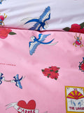 Their Nibs Pink Mon Coeur Cotton Reversible Duvet Cover Set