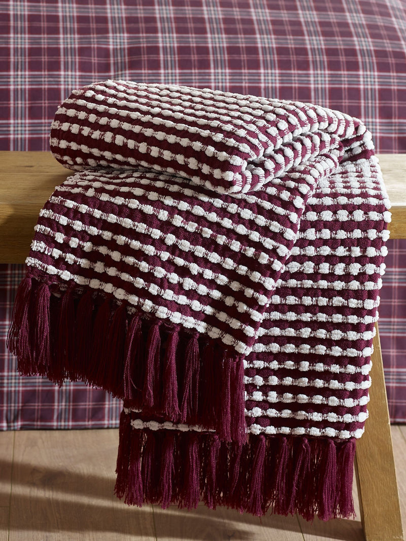 Catherine Lansfield Plum Stab Stitch Throw