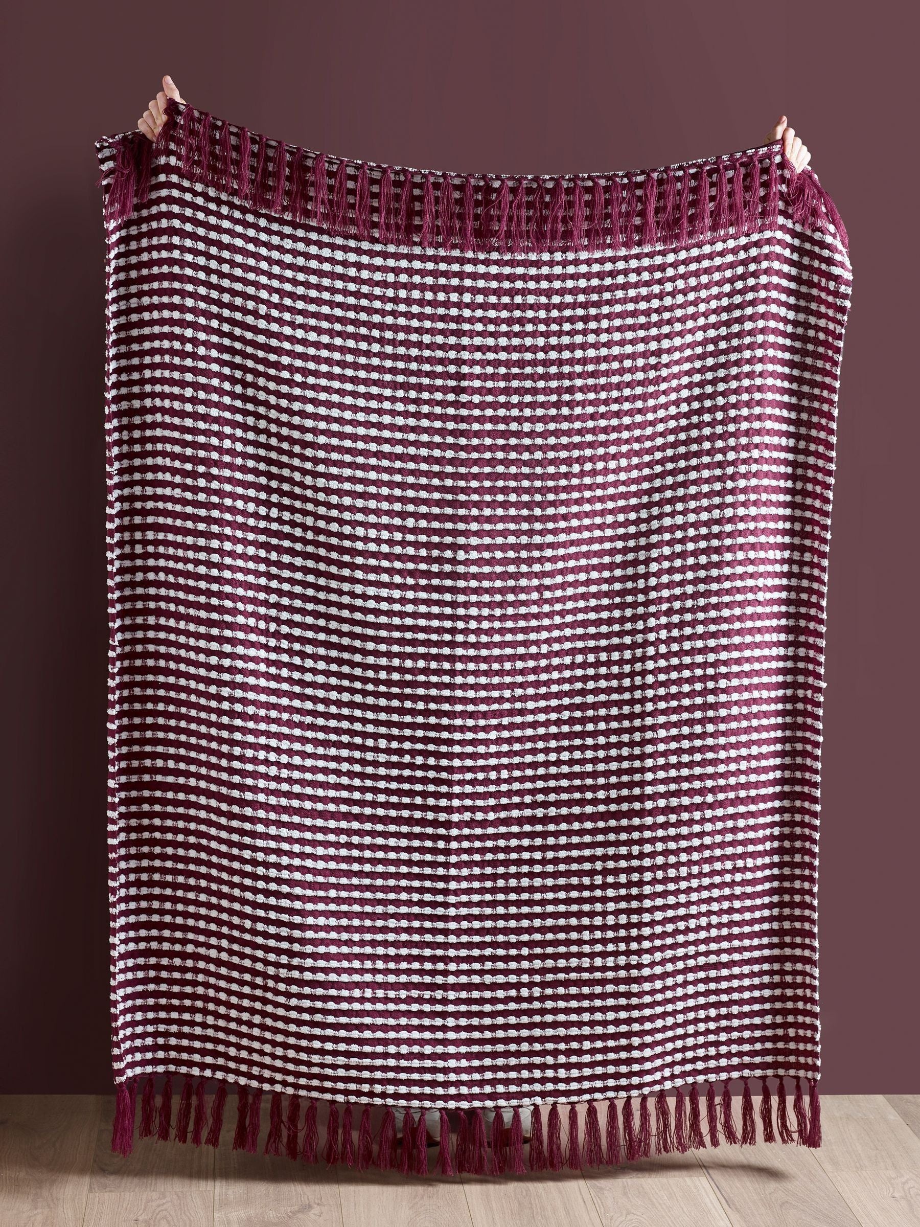 Catherine Lansfield Plum Stab Stitch Throw