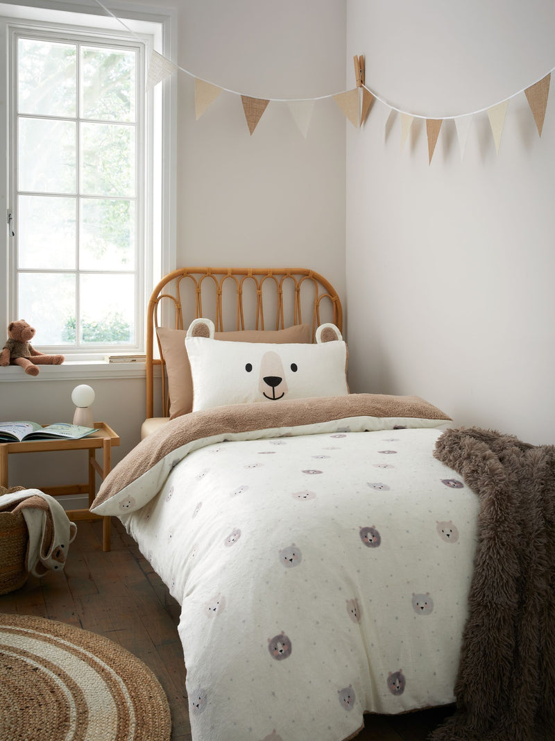 Catherine Lansfield Natural Cosy Bear duvet cover set - British product