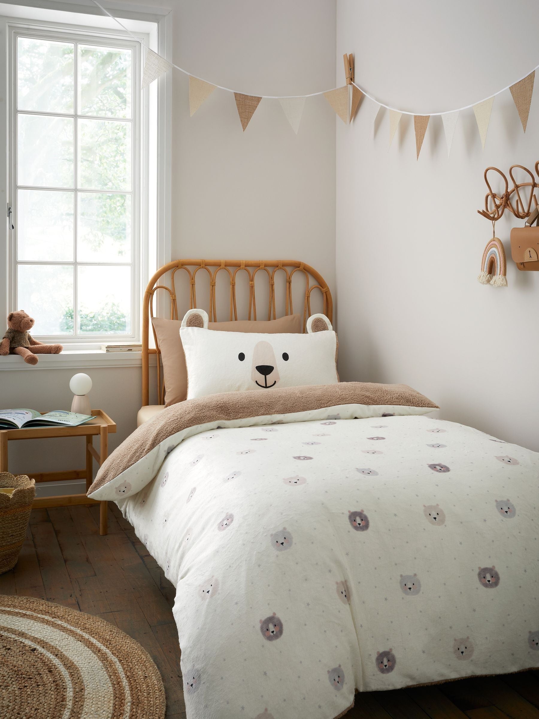 Catherine Lansfield Natural Cosy Bear duvet cover set - British product