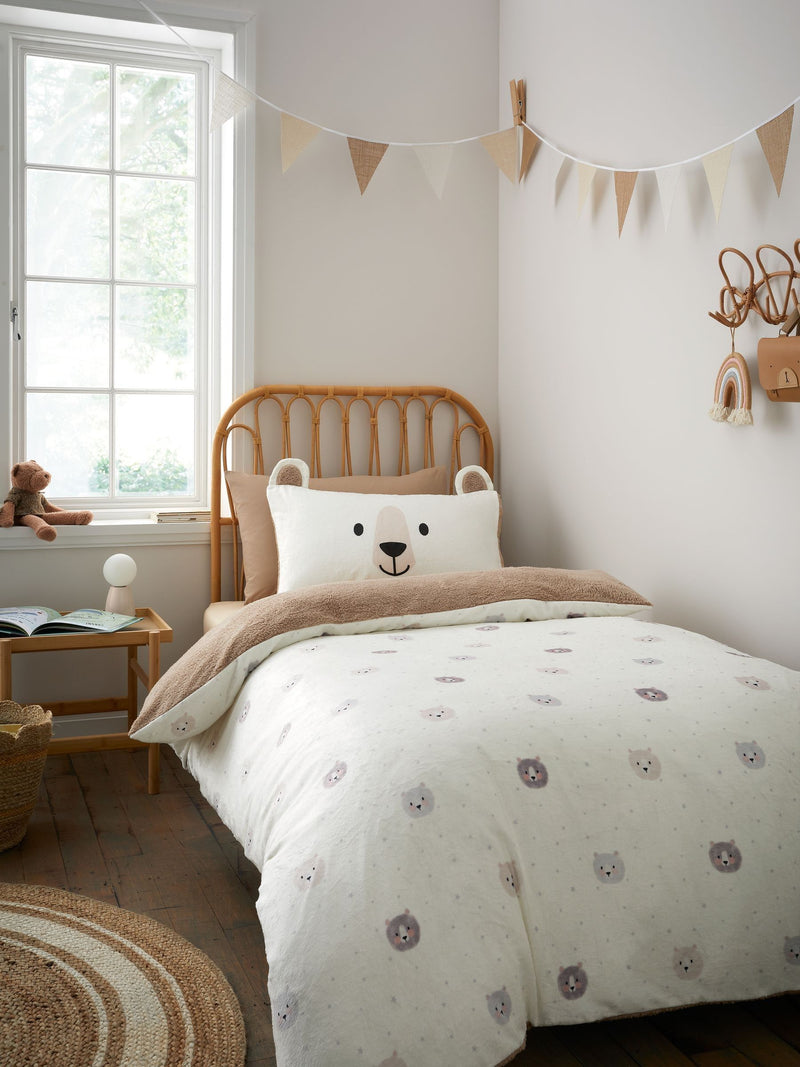 Catherine Lansfield Natural Cosy Bear duvet cover set - British product