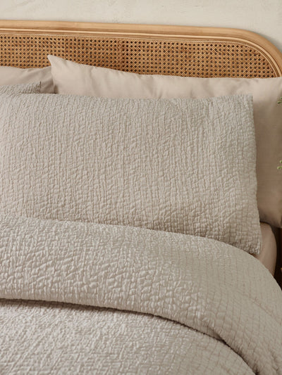 Next Catherine Lansfield Natural Crinkle Seersucker Duvet Cover Set- Buy online at McGrocer