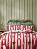 Catherine Lansfield Red Christmas Stripe Reversible Duvet Cover Set - British product