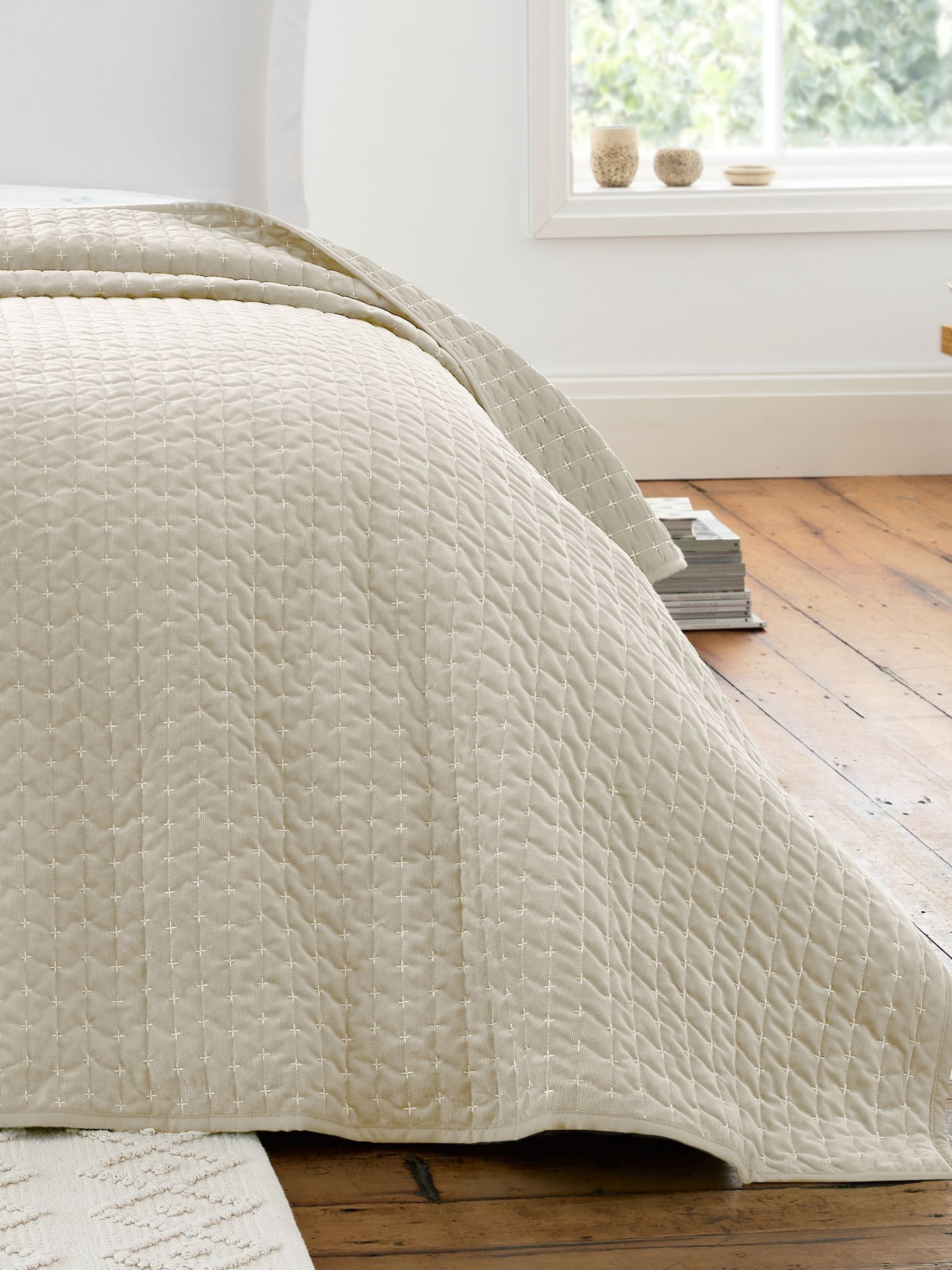 Bianca Natural Attica Chenille Embroidered Throw